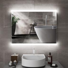 img 4 attached to 💡 GANPE 28x36 Bluetooth LED Sensor Mirror: Human Body Induction Vanity, Illuminated Dimmable Anti Fog IP44 Waterproof+Vertical & Horizontal Backlit Bathroom Wall Mounted Mirror