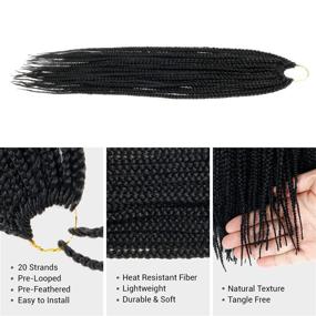 img 2 attached to 🔥 Authentic 22 Inch Box Braid Crochet Hair - 7 Packs of Crochet Box Braids Hair, Mambo Twist Braiding, Pre-Stretched & Looped, Synthetic Heat Resistant Hair Extensions (22 Inch, Pack of 7 - 1B)