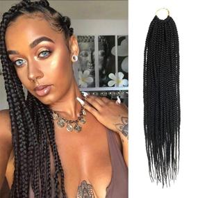 img 4 attached to 🔥 Authentic 22 Inch Box Braid Crochet Hair - 7 Packs of Crochet Box Braids Hair, Mambo Twist Braiding, Pre-Stretched & Looped, Synthetic Heat Resistant Hair Extensions (22 Inch, Pack of 7 - 1B)