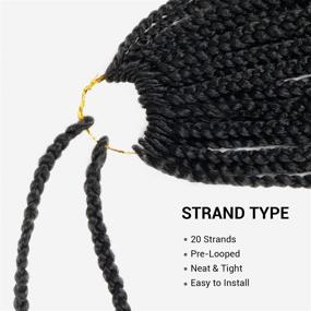 img 1 attached to 🔥 Authentic 22 Inch Box Braid Crochet Hair - 7 Packs of Crochet Box Braids Hair, Mambo Twist Braiding, Pre-Stretched & Looped, Synthetic Heat Resistant Hair Extensions (22 Inch, Pack of 7 - 1B)