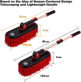 img 3 attached to 🚗 RIDE KINGS Car Duster: Extendable Telescoping Handle Pollen & Dust Remover for Vehicles - Large Mop Head, Non-Scratch, with Wax Cotton Hair