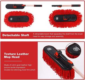 img 2 attached to 🚗 RIDE KINGS Car Duster: Extendable Telescoping Handle Pollen & Dust Remover for Vehicles - Large Mop Head, Non-Scratch, with Wax Cotton Hair