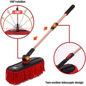 img 1 attached to 🚗 RIDE KINGS Car Duster: Extendable Telescoping Handle Pollen & Dust Remover for Vehicles - Large Mop Head, Non-Scratch, with Wax Cotton Hair