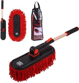 img 4 attached to 🚗 RIDE KINGS Car Duster: Extendable Telescoping Handle Pollen & Dust Remover for Vehicles - Large Mop Head, Non-Scratch, with Wax Cotton Hair