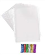 🍬 200 pack of 8" x 1.5 mil thick clear cellophane bags with twist ties - ideal for candies, nuts, and small gifts logo