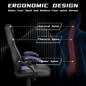 img 2 attached to 🪑 Ninecer High Back Office Chair Ergonomic: Comfortable Gaming Chair for Teens & Adults, 330 lbs Weight Capacity, Video Game Chairs with Lumbar Support - Purple