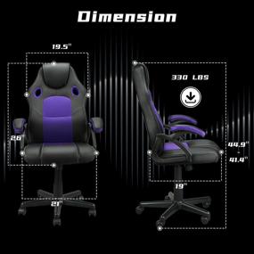 img 3 attached to 🪑 Ninecer High Back Office Chair Ergonomic: Comfortable Gaming Chair for Teens & Adults, 330 lbs Weight Capacity, Video Game Chairs with Lumbar Support - Purple