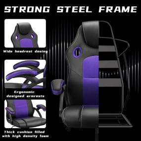 img 1 attached to 🪑 Ninecer High Back Office Chair Ergonomic: Comfortable Gaming Chair for Teens & Adults, 330 lbs Weight Capacity, Video Game Chairs with Lumbar Support - Purple