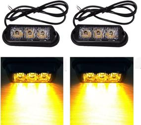 img 4 attached to TASWK 3-LED Lights Bar Amber Warning Strobe Lights DRL Waterproof Caution Flashing Lights For Trucks Cars Vehicle(2 Pcs)