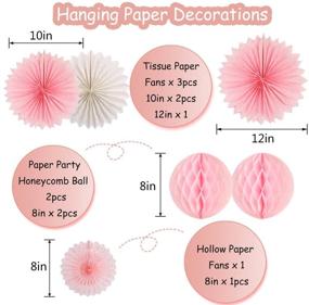 img 1 attached to 🌸 15pcs Rose Gold Party Decorations: Pink Paper Fans and Pom Poms Flowers for Birthday, Bridal Shower, and Bachelorette Party