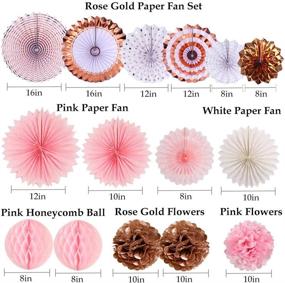 img 3 attached to 🌸 15pcs Rose Gold Party Decorations: Pink Paper Fans and Pom Poms Flowers for Birthday, Bridal Shower, and Bachelorette Party