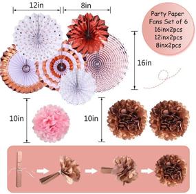 img 2 attached to 🌸 15pcs Rose Gold Party Decorations: Pink Paper Fans and Pom Poms Flowers for Birthday, Bridal Shower, and Bachelorette Party