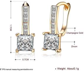 img 2 attached to 💎 Stylish 18K Gold Plated Cubic Zirconia Hoop Earrings for Women & Girls | Dainty Princess Cut Diamond Crystal Huggie Hoops | Hypoallergenic Fashion Jewelry | Ideal Gift (Zircon)