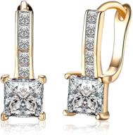 💎 stylish 18k gold plated cubic zirconia hoop earrings for women & girls | dainty princess cut diamond crystal huggie hoops | hypoallergenic fashion jewelry | ideal gift (zircon) logo