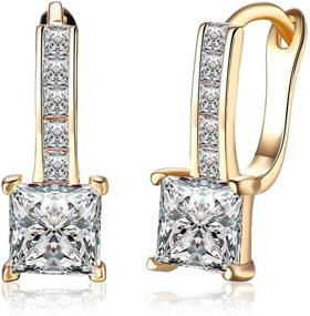 img 4 attached to 💎 Stylish 18K Gold Plated Cubic Zirconia Hoop Earrings for Women & Girls | Dainty Princess Cut Diamond Crystal Huggie Hoops | Hypoallergenic Fashion Jewelry | Ideal Gift (Zircon)