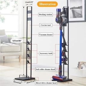 img 1 attached to 🧹 Black Metal Storage Bracket Holder for Dyson Handheld V10 V8 V7 V6 Cordless Vacuum Cleaners - Vacuum Stand with Accessories for DC30 DC31 DC34 DC35 DC58 DC59 DC62 DC74