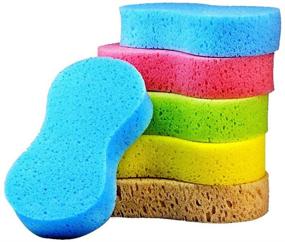 img 1 attached to Large Car Wash Sponges - 5Pcs Cleaning Pad Set for Kitchen and Auto Cleaning, 23x11x4.5CM, Vacuum Compressed Packing and Bonus Dishcloth