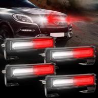 🚨 32w 4-in-1 led emergency strobe lights for vehicles - surface mount flashing warning hazard light bar with roof and side installation - ideal for off road vehicles, atvs, and trucks (white/red) logo