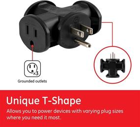 img 3 attached to 🔌 GE 3 T-Shaped Power Outlet Extender Adapter, Grounded Wall Tap, Heavy Duty, UL Listed, Black, 50872, 1 Pack