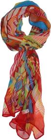 img 2 attached to 🧣 Ted & Jack - Beautiful Chiffon Silk Blend Graphic Scarf