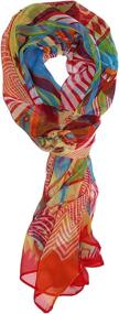 img 3 attached to 🧣 Ted & Jack - Beautiful Chiffon Silk Blend Graphic Scarf