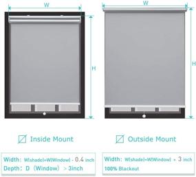 img 1 attached to Рулонные шторы без шнуров Doughnse из ткани с полной затемнительной способностью для окон, дома и офиса - теплоизоляция, защита от ультрафиолета, серые, 36" ш x 72" возв