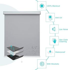 img 2 attached to Рулонные шторы без шнуров Doughnse из ткани с полной затемнительной способностью для окон, дома и офиса - теплоизоляция, защита от ультрафиолета, серые, 36" ш x 72" возв