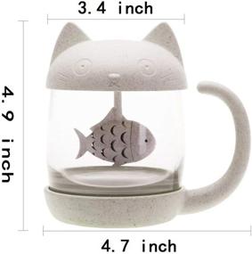 img 3 attached to 🐱 Cute Cat Glass Cup Tea Mug: Perfect for Tea Lovers with Fish Tea Infuser Strainer Filter