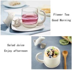 img 1 attached to 🐱 Cute Cat Glass Cup Tea Mug: Perfect for Tea Lovers with Fish Tea Infuser Strainer Filter