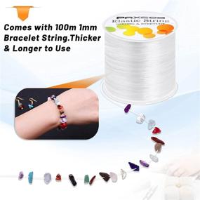 img 1 attached to 🧵 Flexible and Durable 1mm Elastic Bracelet String Cord by Paxcoo - Perfect for Bracelet and Jewelry Making