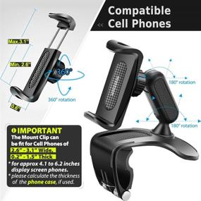 img 1 attached to 🚗 HORDZOOM Car Phone Holder Mount – Strong Clip, Non-Slip HUD Dashboard Cell Phone Mount Stand for Car, Compatible with iPhone, Samsung Galaxy, LG, Nokia, and More