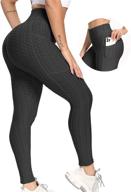 👖 yamom high waisted yoga pants with pockets for women - butt lifting anti cellulite workout leggings, tummy control sport tight логотип