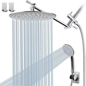 img 4 attached to 🚿 Round Shower Head Combo with 11'' Extension Arm, High Pressure 8'' Rain Shower Head and Handheld Spray Set - Dual Rainfall Showerhead with Chrome Finish