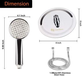 img 2 attached to 🚿 Round Shower Head Combo with 11'' Extension Arm, High Pressure 8'' Rain Shower Head and Handheld Spray Set - Dual Rainfall Showerhead with Chrome Finish