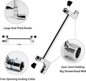 img 1 attached to 🚿 Round Shower Head Combo with 11'' Extension Arm, High Pressure 8'' Rain Shower Head and Handheld Spray Set - Dual Rainfall Showerhead with Chrome Finish