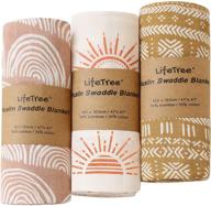 👶 lifetree 3 pack muslin swaddle blankets - soft bamboo cotton baby swaddle blankets unisex for boys & girls newborn - earthy color collection | lightweight, breathable, large 47 x 47 inches logo