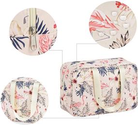 img 1 attached to 🌸 Versatile Full Size Toiletry Bag: Large Cosmetic and Travel Makeup Organizer for Women & Girls - Beige Flamingo