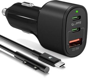 img 4 attached to 🚗 High-Speed USB-C Car Charger - 60W Fast Car Charger, PD3.0 & QC4.0 3-Port Adapter for USB-C Laptop, MacBook, Surface Pro, iPhone, iPad Pro and More