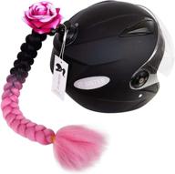 🎀 3t-sister gradient ramp helmet pigtails: vibrant helmet braids with suction cup, bowknot or rose for motor bikes - 24inch, multiple colors (1pcs, helmet not included) logo