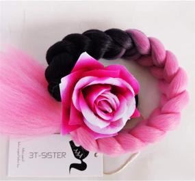 img 3 attached to 🎀 3T-SISTER Gradient Ramp Helmet Pigtails: Vibrant Helmet Braids with Suction Cup, Bowknot or Rose for Motor Bikes - 24inch, Multiple Colors (1PCS, Helmet not Included)