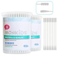 👃 400-pack organic cotton swabs for baby/child/adult, round & spiral-tip qtips for gentle ear and nose cleaning, 100% cotton double-tipped sticks, multi-purpose cotton buds logo