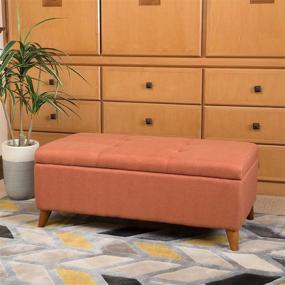 img 3 attached to 🧡 Enhance Your Space with the Christopher Knight Home Harper Fabric Storage Ottoman in Vibrant Orange