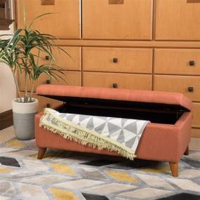 img 2 attached to 🧡 Enhance Your Space with the Christopher Knight Home Harper Fabric Storage Ottoman in Vibrant Orange