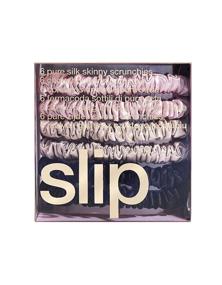 img 3 attached to Slip Silk Skinnie Scrunchies in Black, Pink, and Caramel - Premium Quality 100% Pure 22 Momme Mulberry Silk Hair Scrunchies for Women - Hair-Friendly + Luxurious Elastic Scrunchies Set (6 Scrunchies)