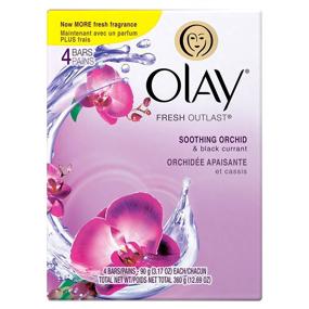 img 2 attached to 🍇 Olay Fresh Outlast Soothing Currant Beauty Bar, Orchid and Black, 4 Count, Varying Packaging