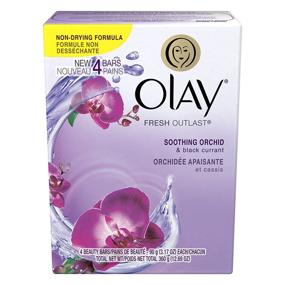 img 1 attached to 🍇 Olay Fresh Outlast Soothing Currant Beauty Bar, Orchid and Black, 4 Count, Varying Packaging