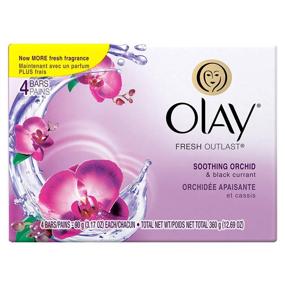 img 4 attached to 🍇 Olay Fresh Outlast Soothing Currant Beauty Bar, Orchid and Black, 4 Count, Varying Packaging