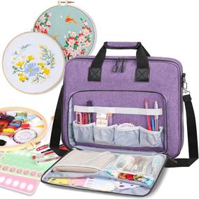 img 4 attached to LLYWCM Embroidery Kit Bag - Versatile Storage Bag for Embroidery Floss, Crochet Hooks, and Sewing Accessories (Bag Only) - Purple