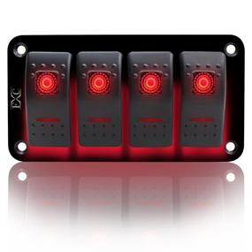 img 4 attached to FXC Rocker Switch Aluminum Panel 4 Gang Toggle Switches Dash 5 Pin ON/Off 2 LED Backlit For Boat Car Marine Red