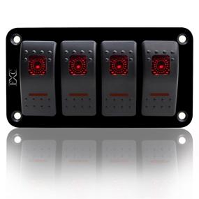 img 3 attached to FXC Rocker Switch Aluminum Panel 4 Gang Toggle Switches Dash 5 Pin ON/Off 2 LED Backlit For Boat Car Marine Red